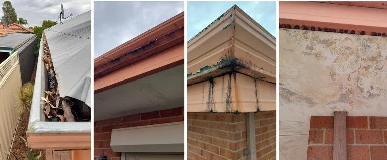 Image showing old rusted gutters and damaged eaves in a perth property